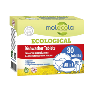 Экологичные таблетки для посудомоечных машин, Molecola, 33шт